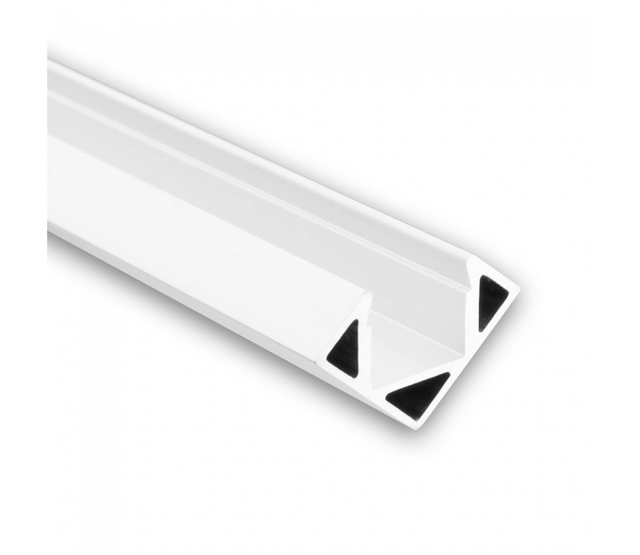 50 m LED-Streifen Aluminium-Eckprofil 25,66 x 18,01 mm mit Abdeckung – P23 Weiß – Hochwertiges, weiß pulverbeschichtetes Profil für LED-Streifen bis 11,5 mm, optimale Lichtverteilung, innen und außen