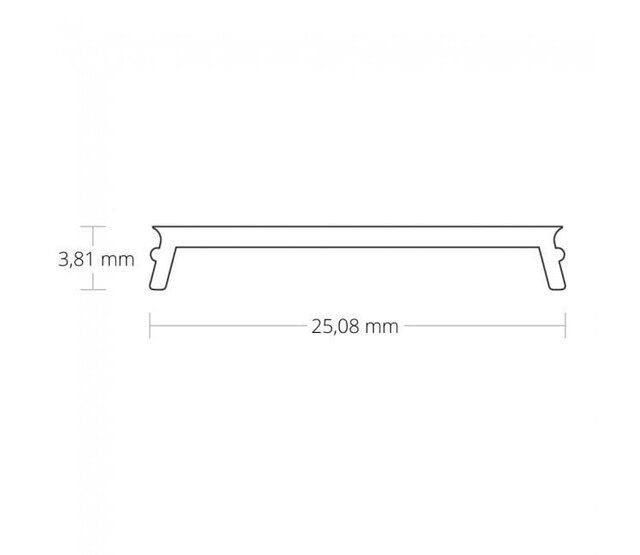 2 Meter Opal LED-Profilabdeckung für LED-Streifen – 25,8 mm Breite – Diffusor C1 – Hochwertige Lichtstreuung – Ideal für Innenbeleuchtung – Präzise Montage – Deutsche Qualitätsnormen