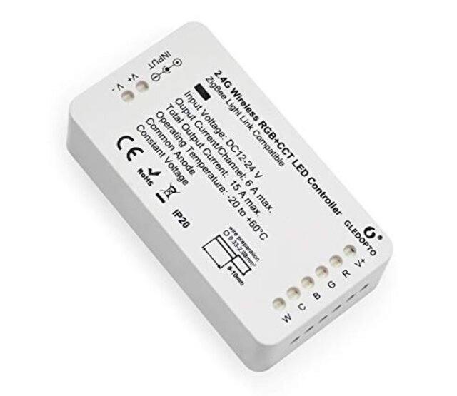 24V 96W Zigbee LED Streifen RGB + Warmweiß 300 LEDs 5m PRO SET – Smart Home-fähig, dimmbar, 2500-2700K Warmweiß, 5 Meter, inkl. Netzteil & Controller