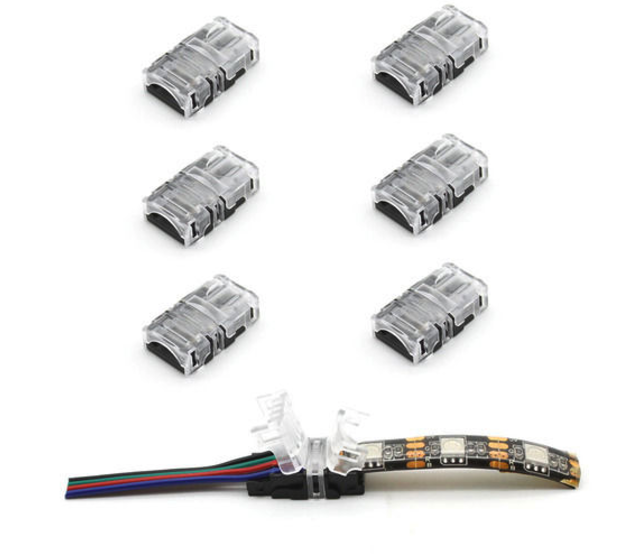 Wasserdichter Verbinder für 10mm RGB LED-Streifen – IP67 Schutz, 10mm Breite, für flexible LED-Beleuchtung, einfache Montage, robuste Kunststoffausführung