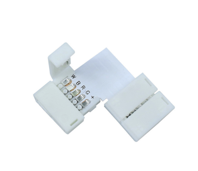 12 mm breite RGBW LED Streifen Eckverbinder – IP20 – 5-poliger 90° Winkelverbinder – für flexible Innenbeleuchtung – einfache Steckverbindung ohne Löten – kompatibel mit RGBW und RGBWW LED-Streifen