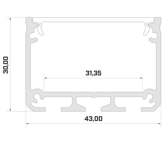LED Aluminiumprofil XL 200 cm mit Diffusorabdeckung 40 mm x 31 mm – XL31ALU für LED Streifen, hochwertige Beleuchtungslösung, präzise Lichtlenkung, ideal für Innen- und Außenbereich, robuste Bauweise, einfache Montage