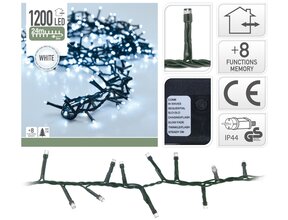 Cluster Weihnachtsbeleuchtung - Naturweiß - 24m - 1200 LEDs - Innen & Außen