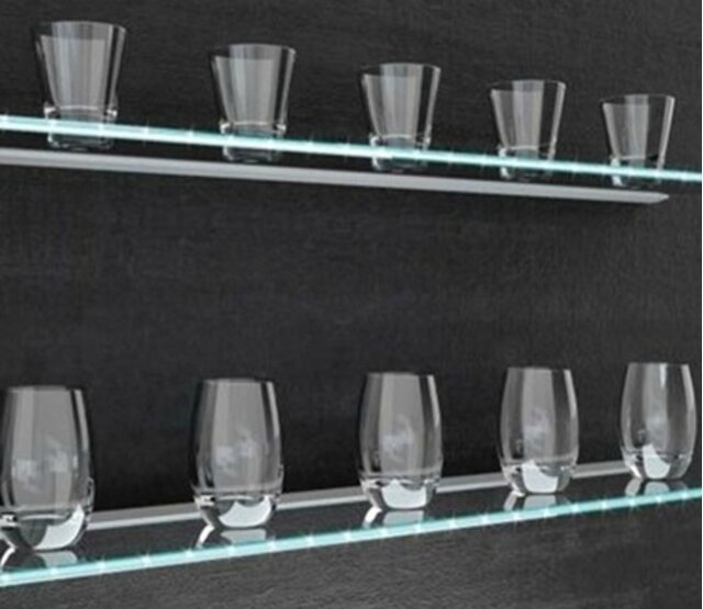 LED Streifen Aluminium Profil 1 Meter, 27 mm x 16,5 mm, MK10, für Glasplatten, diffuses Licht, einfach zu montieren, hochwertige Optik, ideal für indirekte Beleuchtung