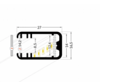 LED Streifen Aluminium Profil 27 x 16,5 mm MK12 für Glasplatten – Präzise Montage, Diffusor inklusive, optimale Lichtverteilung, 2 m Länge, ideal für indirekte Beleuchtung und moderne Raumgestaltung