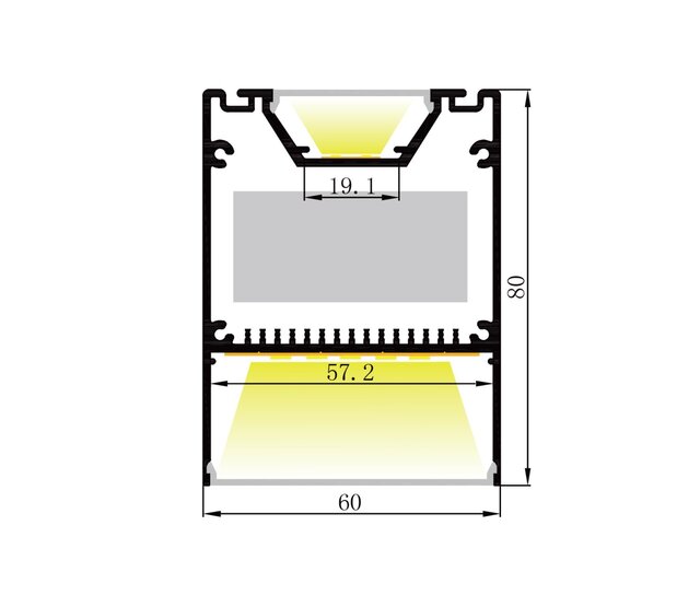LED Aluminium Profil XXL 200 cm mit hoher Abdeckung 80 mm x 60 mm – XL60ALU für LED Streifen, hochwertige Beleuchtungslösung, optimale Lichtstreuung, präzise Maße 2000 mm x 80 mm x 60 mm, ideal für indirekte Beleuchtung LED Aluminium Profil XXL 200 cm mit hoher Abdeckung 80 mm x 60 mm – XL60ALU für LED Streifen, hochwertige Beleuchtungslösung, optimale Lichtstreuung, präzise Maße 2000 mm x 80 mm x 60 mm, ideal für indirekte Beleuchtung