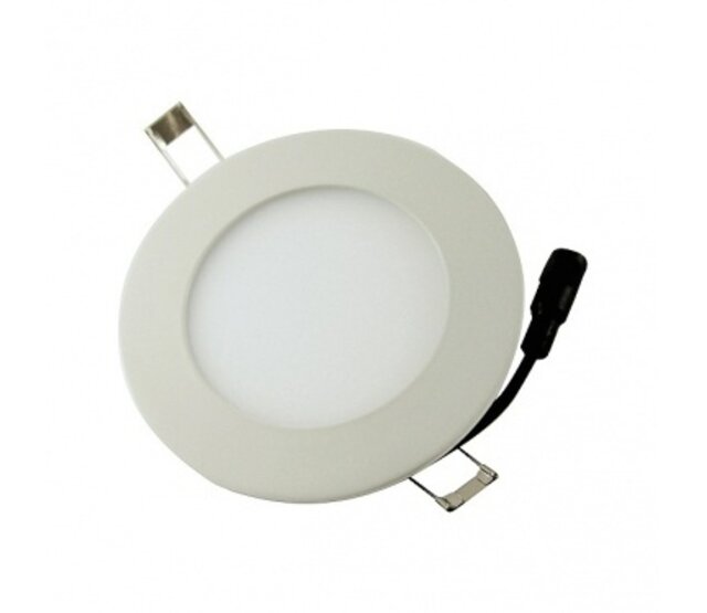 230V LED Einbaustrahler 6W warmweiß (2700K), rund, IP44, 105mm Bohrlochdurchmesser, 120mm Außendurchmesser, dimmbar, energieeffizient, für Decken- und Wandmontage, ideal für Wohn- und Gewerberäume