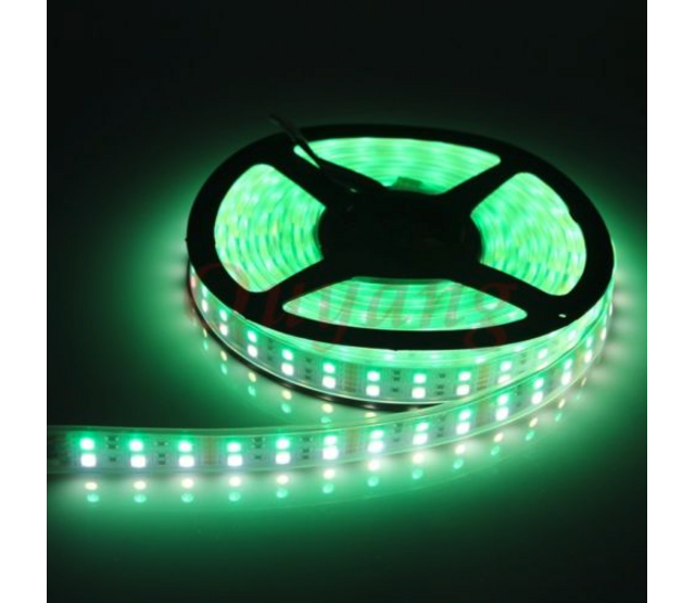 24V RGBW LED Streifen Doppelreihe 60x5050 SMD, 19W, 1200 Lm/m, 5m Rolle, IP65, 24VDC, hochwertige Beleuchtung für Innen- und Außenbereich