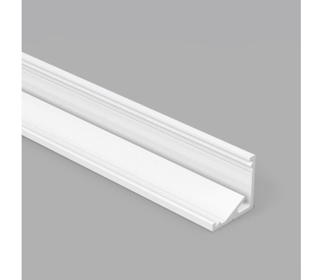 Weißes LED Eckprofil 2m mit opaler Abdeckung 16,5x16,5mm – C12Weiß