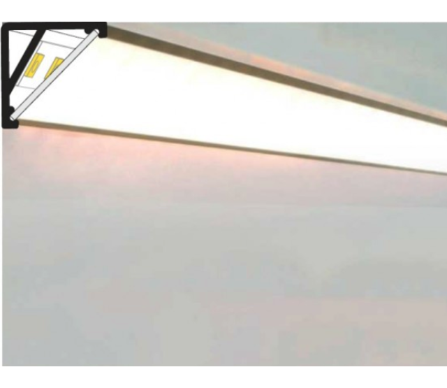 Weißes LED Eckprofil 2m mit opaler Abdeckung 16,5x16,5mm – C12Weiß