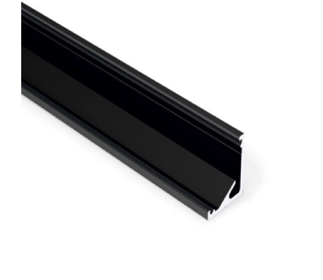 Schwarzes LED-Aluminium-Hohlkammerprofil 200 cm mit Opal-Abdeckung 16,5 mm x 16,5 mm für LED-Streifen – C12ZWART Schwarzes LED-Aluminium-Hohlkammerprofil 200 cm mit Opal-Abdeckung 16,5 mm x 16,5 mm für LED-Streifen – C12ZWART