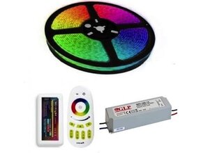 24V 19,2W LED Streifen RGB + Warmweiß 10mm 600 LEDs 5m PRO SET