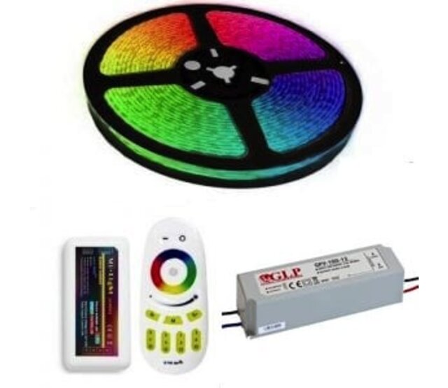 24V 19,2W LED Streifen RGB + Warmweiß, 10.600 lm, 5m PRO SET, dimmbar, IP20, 600 LEDs/m, inkl. Netzteil & Fernbedienung, ideal für Wohnraumbeleuchtung 24V 19,2W LED Streifen RGB + Warmweiß, 10.600 lm, 5m PRO SET, dimmbar, IP20, 600 LEDs/m, inkl. Netzteil & Fernbedienung, ideal für Wohnraumbeleuchtung
