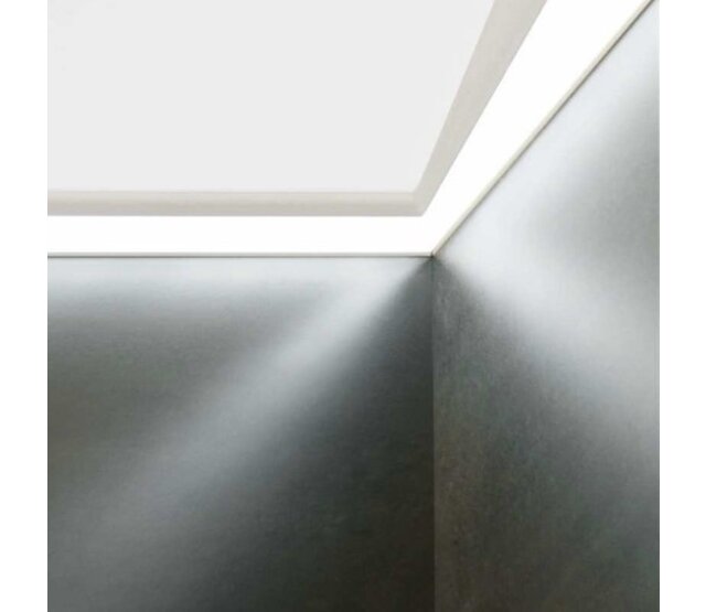 LED-Deckenprofil 1 Meter mit Abdeckung – FRAME14ALU – Aluminium für LED-Streifen, inkl. Diffusor, 14 mm Nut, 1 m Länge, ideal für indirekte Beleuchtung und moderne Raumgestaltung