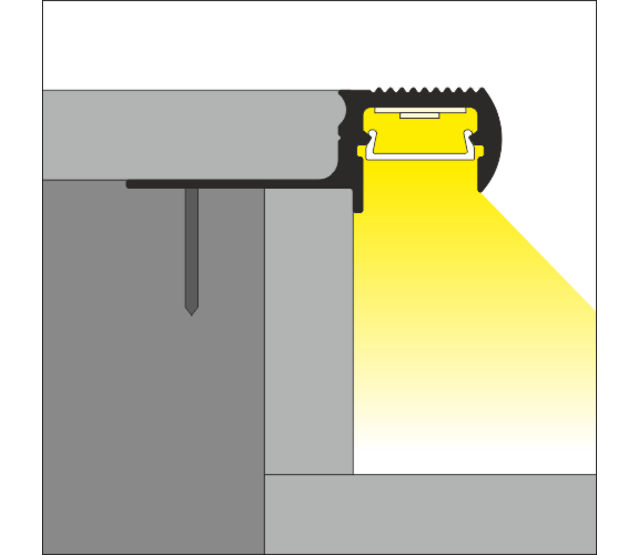 LED-Stufenprofil für Außenbereich, 1,1 Meter mit 12,6 mm Abdeckung – Trap03 Messing | Wetterfest, IP65, Aluminiumprofil mit LED-Streifen für sichere Treppenbeleuchtung LED-Stufenprofil für Außenbereich, 1,1 Meter mit 12,6 mm Abdeckung – Trap03 Messing | Wetterfest, IP65, Aluminiumprofil mit LED-Streifen für sichere Treppenbeleuchtung