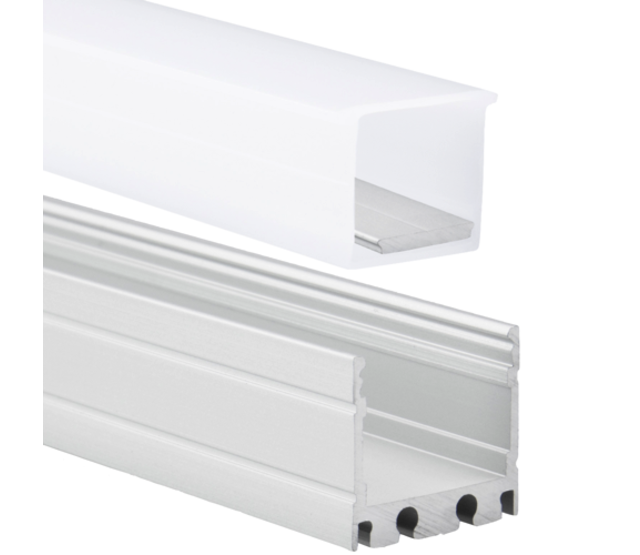 LED-Aluprofil 18.1ALU.H20, 2 m, mit opaler Abdeckung