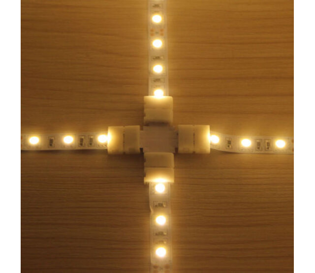 4-seitiger LED-Streifen X-Verbinder für 8mm breite Streifen – Hochwertige Anschlusslösung für LED-Beleuchtung, präzise Passform, robuste Technik, ideal für Innen- und Außenanwendungen 4-seitiger LED-Streifen X-Verbinder für 8mm breite Streifen – Hochwertige Anschlusslösung für LED-Beleuchtung, präzise Passform, robuste Technik, ideal für Innen- und Außenanwendungen