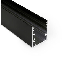 Schwarzes LED Streifen Profil XXL 1 Meter mit Abdeckung 53 mm x 53 mm - XL53SCHWARZ | Aluminiumprofil für LED-Beleuchtung, 100 cm, 53x53 mm, inkl. Milchglasabdeckung, für indirekte Beleuchtung