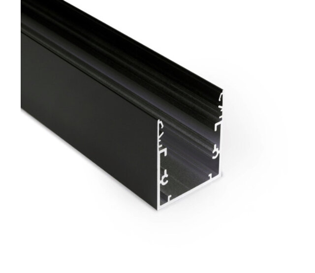 Schwarzes LED Streifen Profil XXL 1 Meter mit Abdeckung 53 mm x 53 mm - XL53SCHWARZ | Aluminiumprofil für LED-Beleuchtung, 100 cm, 53x53 mm, inkl. Milchglasabdeckung, für indirekte Beleuchtung Schwarzes LED Streifen Profil XXL 1 Meter mit Abdeckung 53 mm x 53 mm - XL53SCHWARZ | Aluminiumprofil für LED-Beleuchtung, 100 cm, 53x53 mm, inkl. Milchglasabdeckung, für indirekte Beleuchtung