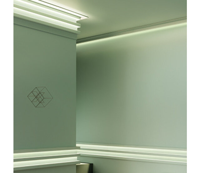 LED Profilleiste 2 m – C380WEISS – 50x50 mm, weiße Stuckleiste für LED-Streifen, geeignet für Innen- und Außenbereich, 200 cm Länge, ideal für indirekte Beleuchtung und Designprojekte