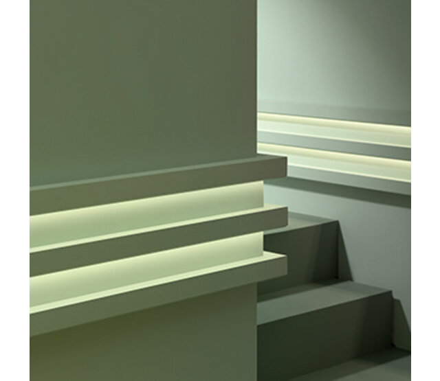 LED Profilleiste 2 m – C380WEISS – 50x50 mm, weiße Stuckleiste für LED-Streifen, geeignet für Innen- und Außenbereich, 200 cm Länge, ideal für indirekte Beleuchtung und Designprojekte