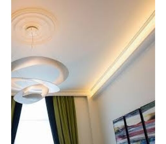 LED Profilleiste 2 m – C380WEISS – 50x50 mm, weiße Stuckleiste für LED-Streifen, geeignet für Innen- und Außenbereich, 200 cm Länge, ideal für indirekte Beleuchtung und Designprojekte