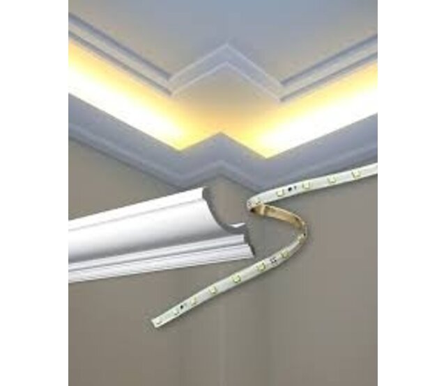 LED Profilleiste 2 m – C380WEISS – 50x50 mm, weiße Stuckleiste für LED-Streifen, geeignet für Innen- und Außenbereich, 200 cm Länge, ideal für indirekte Beleuchtung und Designprojekte
