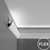 LED Stuckleiste 2 Meter - C373WEISS - 8 x 4,9 cm - Weiße Kunststoffleiste für indirekte LED Beleuchtung, 200 cm Länge, ideal für Decken- und Wandmontage