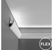 LED Stuckleiste 2 Meter - C373WEISS - 8 x 4,9 cm - Weiße Kunststoffleiste für indirekte LED Beleuchtung, 200 cm Länge, ideal für Decken- und Wandmontage