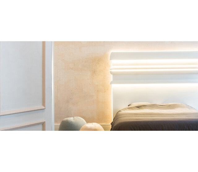 LED Stuckleiste 2 Meter - C373WEISS - 8 x 4,9 cm - Weiße Kunststoffleiste für indirekte LED Beleuchtung, 200 cm Länge, ideal für Decken- und Wandmontage