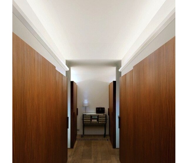 LED Stuckleiste 2 Meter - C373WEISS - 8 x 4,9 cm - Weiße Kunststoffleiste für indirekte LED Beleuchtung, 200 cm Länge, ideal für Decken- und Wandmontage