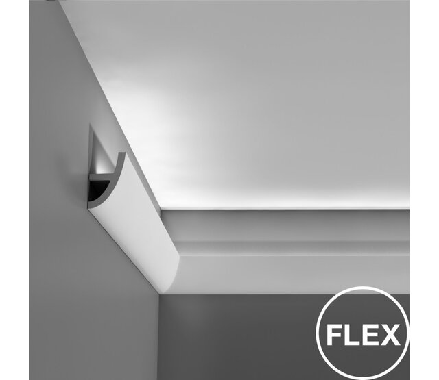 LED Stuckleiste 2 Meter - C373WEISS - 8 x 4,9 cm - Weiße Kunststoffleiste für indirekte LED Beleuchtung, 200 cm Länge, ideal für Decken- und Wandmontage