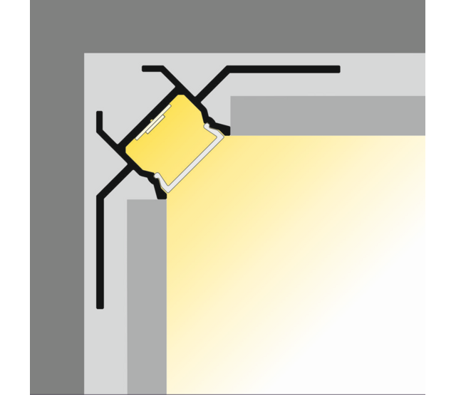 LED Gips-Innenwinkelprofil 39,9 mm x 39,9 mm, 2 Meter mit opaler Klickabdeckung für indirekte Beleuchtung, GIPS24, ideal für Decken- und Wandanschlüsse, inkl. Montagezubehör LED Gips-Innenwinkelprofil 39,9 mm x 39,9 mm, 2 Meter mit opaler Klickabdeckung für indirekte Beleuchtung, GIPS24, ideal für Decken- und Wandanschlüsse, inkl. Montagezubehör