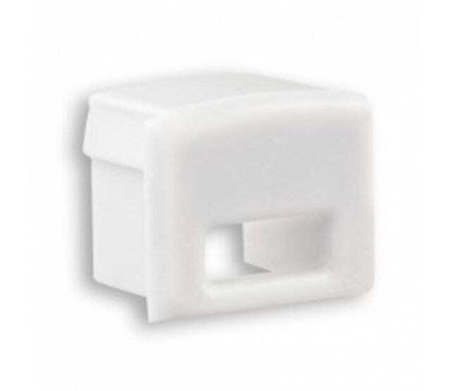 Endkappe für LED-Aluminiumprofil mit Kabeldurchführung – SLIM200WIT, 2000 mm, weiß, kompatibel mit LED-Streifen, inkl. Montagezubehör, IP20, für indirekte Beleuchtung, Decken- oder Wandmontage