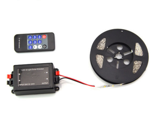 Funk-LED-Streifen-Dimmer mit Fernbedienung – 12V/24V, 8A, PWM-Steuerung, für RGB/RGBW-LED-Streifen, kompatibel mit 5050/3528 LEDs, einfache Installation, inkl. Fernbedienung, ideal für Heim- und Gewerbeanwendungen Funk-LED-Streifen-Dimmer mit Fernbedienung – 12V/24V, 8A, PWM-Steuerung, für RGB/RGBW-LED-Streifen, kompatibel mit 5050/3528 LEDs, einfache Installation, inkl. Fernbedienung, ideal für Heim- und Gewerbeanwendungen