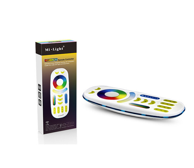 RGB+CCT LED Streifen Fernbedienung – 4 Zonen, 24V, 5050 SMD, 16,4 Mio. Farben, dimmbar, 5-in-1-Lichtsteuerung für Wohn- und Außenbereiche