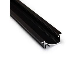 Schwarzes LED Einbauprofil 2m mit opaler Schiebeabdeckung 53x13,5 mm F8