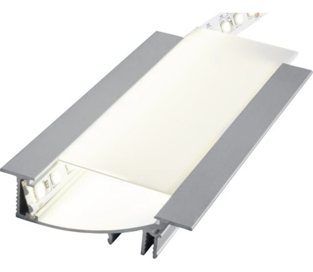 Schwarzes LED-Einbauprofil 2 Meter mit opaler Schiebeabdeckung, 53 mm x 13,5 mm, F8, für LED-Streifen, Aluminium, dimmbar, inkl. Montagezubehör, ideal für indirekte Beleuchtung Schwarzes LED-Einbauprofil 2 Meter mit opaler Schiebeabdeckung, 53 mm x 13,5 mm, F8, für LED-Streifen, Aluminium, dimmbar, inkl. Montagezubehör, ideal für indirekte Beleuchtung