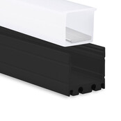 Schwarzes LED-Aluprofil 18.1.H20, 2 m, mit opaler Abdeckung