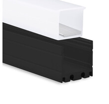 Schwarzes LED-Aluprofil 18.1.H20, 2 m, mit opaler Abdeckung
