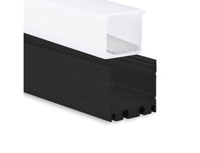 Wasserdichtes LED-Aluprofil Schwarz, 2 m, opale Abdeckung – 18.1.H20