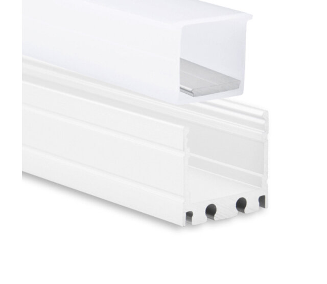 Weißes LED-Aluprofil 18.1WEISS.H20, 2 m, mit opaler Abdeckung