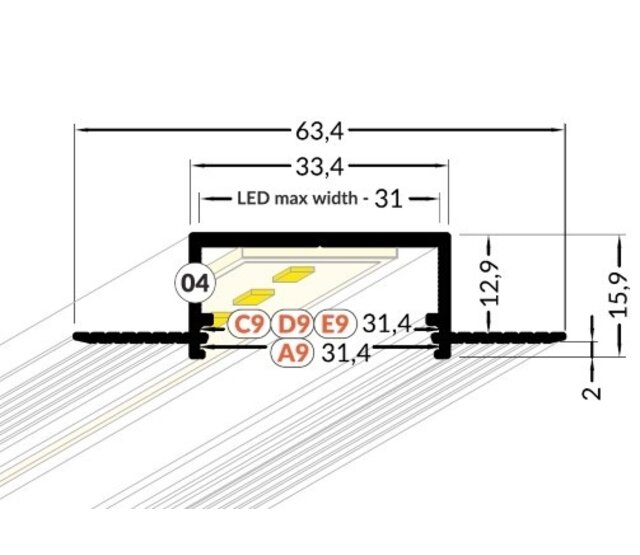 LED Stuckprofil Trimless 2 Meter mit Abdeckung 33,4 mm x 15,9 mm – XL29TrimlessALU für moderne LED Streifen, präzise Kanten und nahtlose Beleuchtung, ideal für Innenräume LED Stuckprofil Trimless 2 Meter mit Abdeckung 33,4 mm x 15,9 mm – XL29TrimlessALU für moderne LED Streifen, präzise Kanten und nahtlose Beleuchtung, ideal für Innenräume