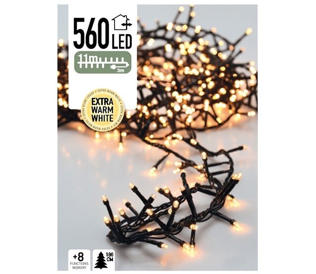 Cluster-Kerzenlichter – Extra Warmweiß (2700K) – 11 Meter LED-Streifen mit 560 LEDs – Innen- und Außenbeleuchtung – IP44 Spritzwassergeschützt – Energieeffizient & Langlebig Cluster-Kerzenlichter – Extra Warmweiß (2700K) – 11 Meter LED-Streifen mit 560 LEDs – Innen- und Außenbeleuchtung – IP44 Spritzwassergeschützt – Energieeffizient & Langlebig