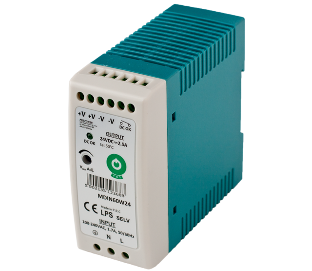 DIN-Schienen-LED-Netzteil 60 Watt 12 Volt 5 Ampere für LED-Streifen – IP20 Schutzklasse, kompakt und effizient für Innenanwendungen DIN-Schienen-LED-Netzteil 60 Watt 12 Volt 5 Ampere für LED-Streifen – IP20 Schutzklasse, kompakt und effizient für Innenanwendungen