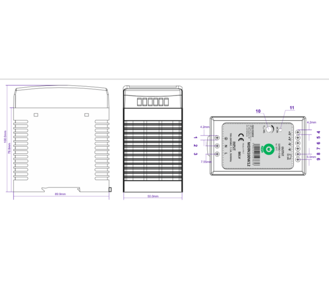 24V 100W DIN-Schienen-Netzteil für LED-Streifen – 4A Ausgangsstrom – IP20 Schutzklasse – Kompakt & effizient für Beleuchtungsanwendungen