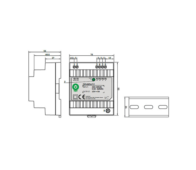 DIN-Schienen-LED-Netzteil 60W 12V 5A IP20 – Kompaktes, effizientes Schaltnetzteil für 12V LED-Streifen und Beleuchtungssysteme im Innenbereich