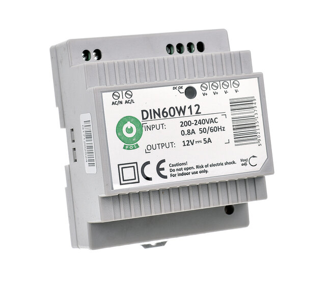 DIN-Schienen-LED-Netzteil 60W 12V 5A IP20 – Kompaktes, effizientes Schaltnetzteil für 12V LED-Streifen und Beleuchtungssysteme im Innenbereich