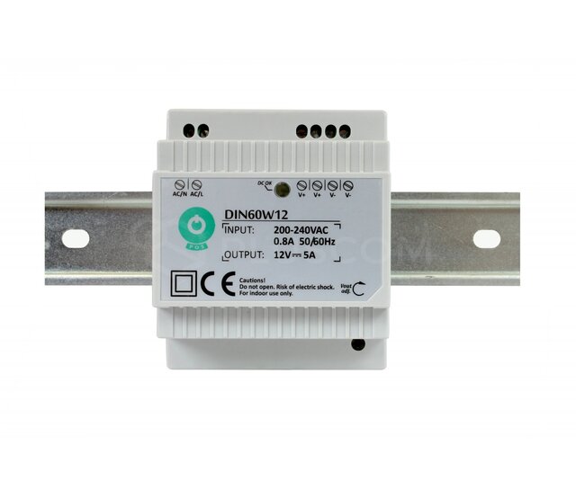 DIN-Schienen-LED-Treiber 60 Watt 12 Volt 5 Ampere - IP20, kompakt & effizient für LED-Streifen und Beleuchtungssysteme, ideal für Innenanwendungen DIN-Schienen-LED-Treiber 60 Watt 12 Volt 5 Ampere - IP20, kompakt & effizient für LED-Streifen und Beleuchtungssysteme, ideal für Innenanwendungen