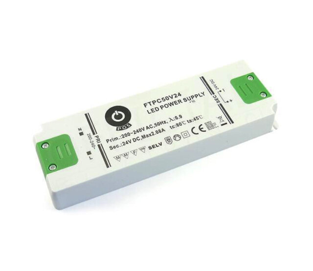 Kompakte LED-Treiber 50 Watt 24 Volt 2,08 Ampere – IP20 – FTPC50V24 (Nicht dimmbar) – Ideal für LED-Streifen & Beleuchtungssysteme Kompakte LED-Treiber 50 Watt 24 Volt 2,08 Ampere – IP20 – FTPC50V24 (Nicht dimmbar) – Ideal für LED-Streifen & Beleuchtungssysteme